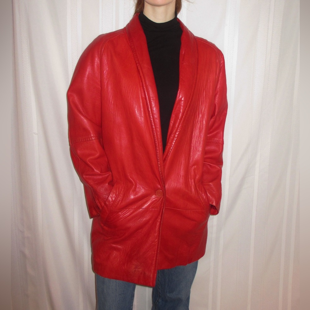 Vintage 1980s Andrew Marc Red Leather Jacket